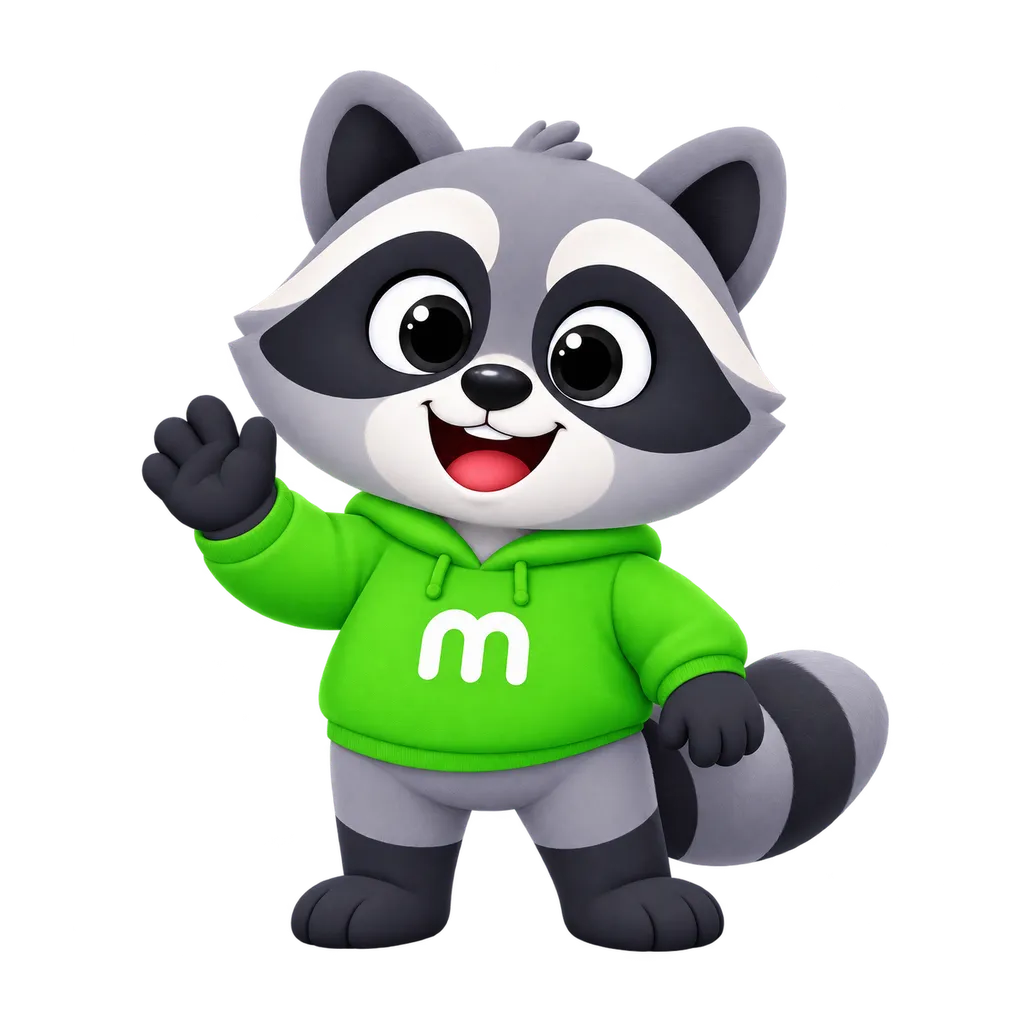 Rocky, midom's raccoon, waving hello